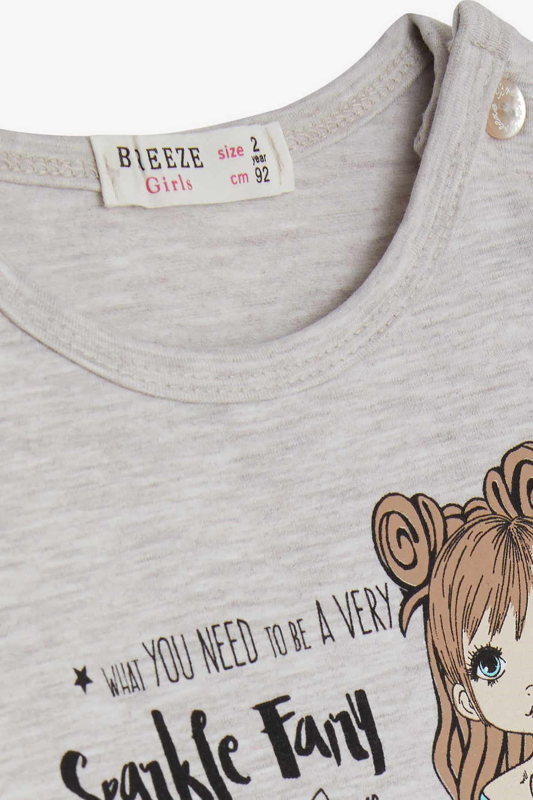 BRE Breeze Girl Child Long Sleeve T-Shirt Printed 1-4 Years, Beige Melange - Olive Branch
