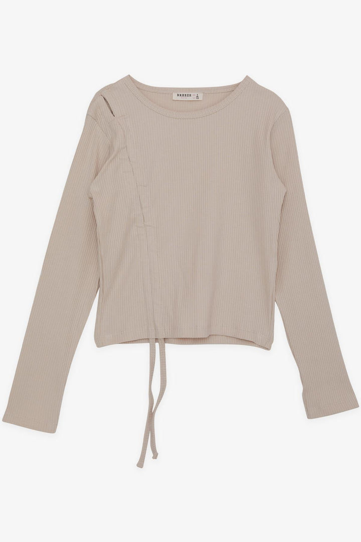 BRE Breeze Girl Child Long Sleeve T-Shirt with Ruffles 84 Years, Beige - Kerkrade