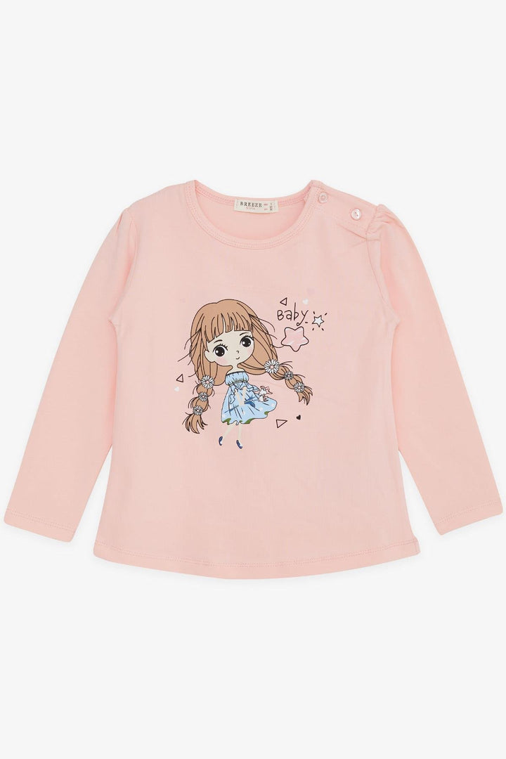 BRE Breeze Girl Child Long Sleeve T-Shirt Floral Girl Printed 1-4 Years, Salmon - Charleston