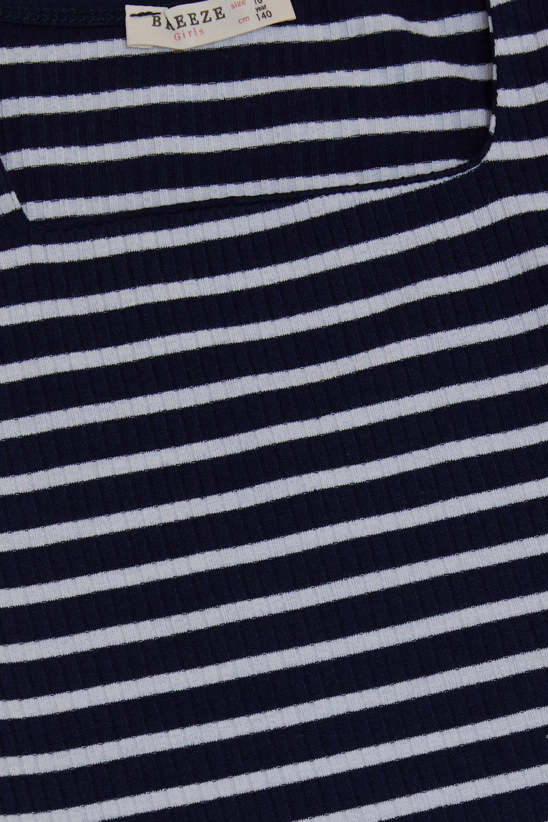BRE Breeze Girl's Long Sleeve Striped Square Neck T-Shirt 106 Years, Navy Blue - Etterbeek