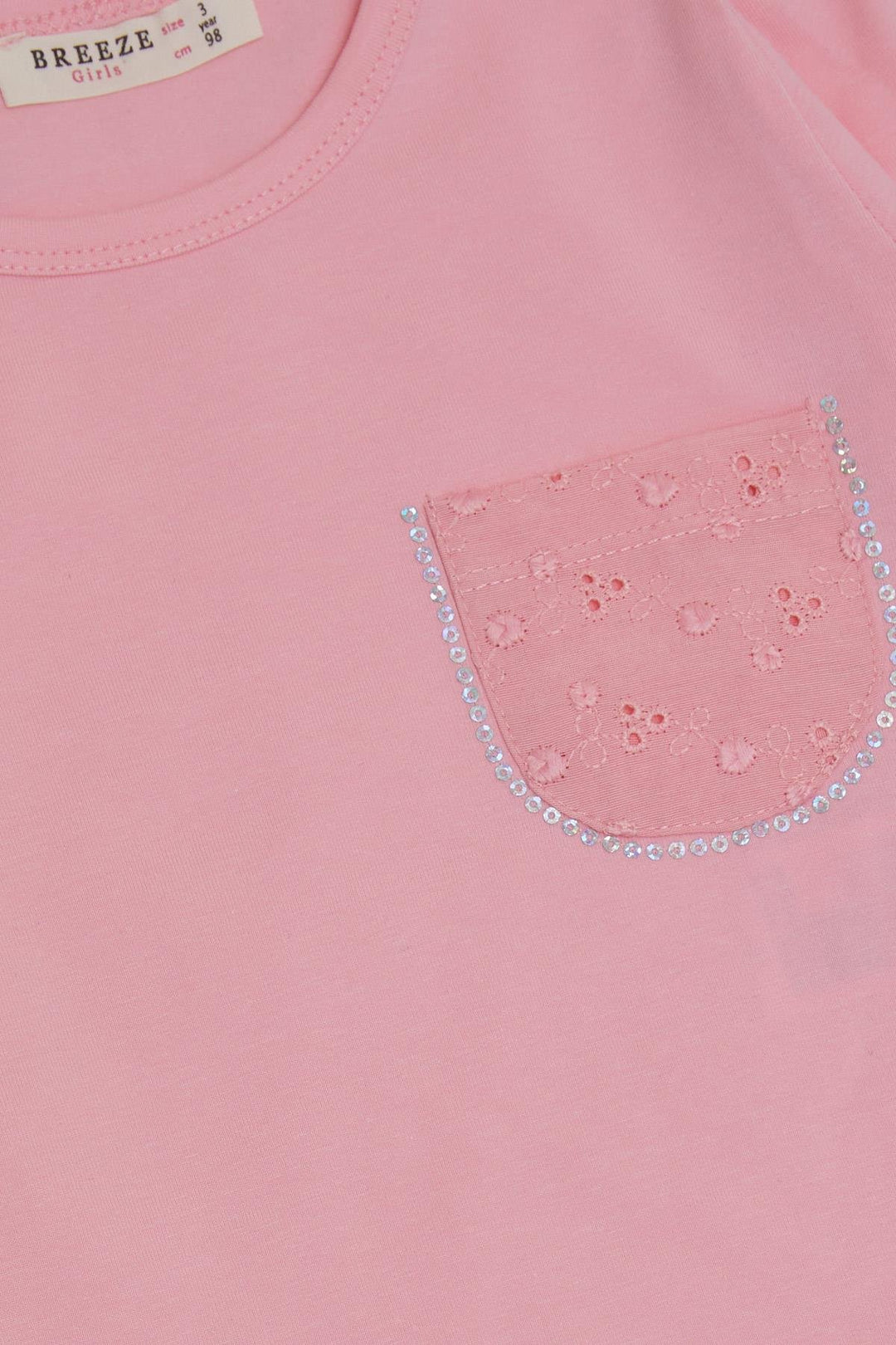 BRE Breeze Girl Child Long Sleeve T-Shirt with Lace Pocket 1.5-5 Years, Pink - Swords
