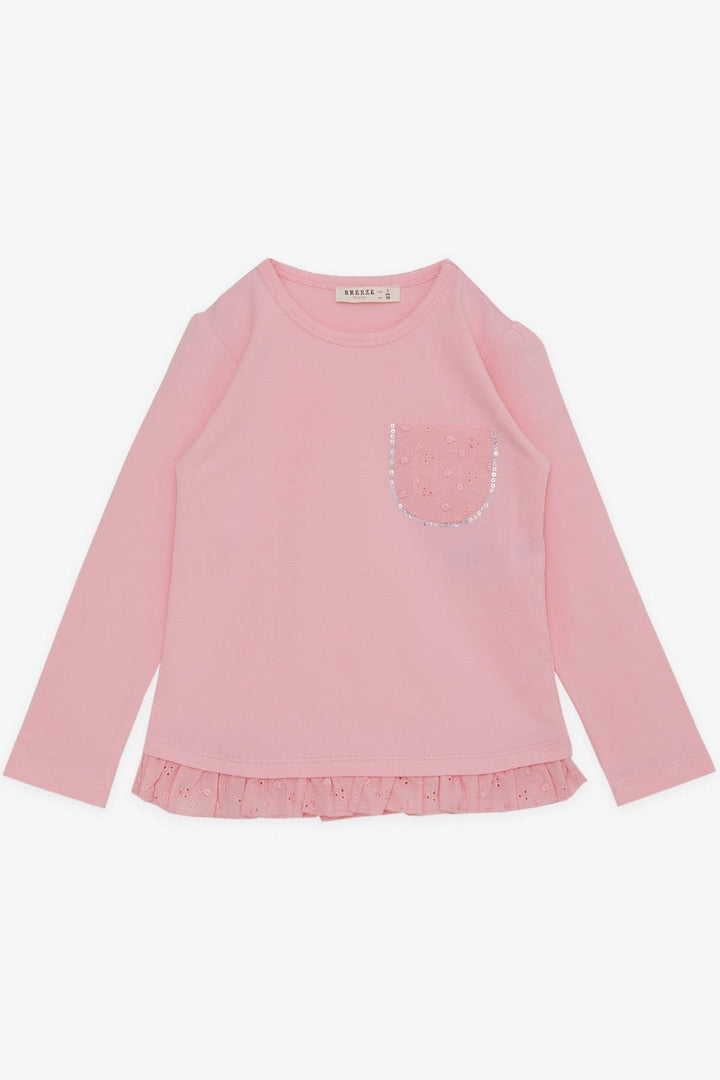 BRE Breeze Girl Child Long Sleeve T-Shirt with Lace Pocket 1.5-5 Years, Pink - Swords