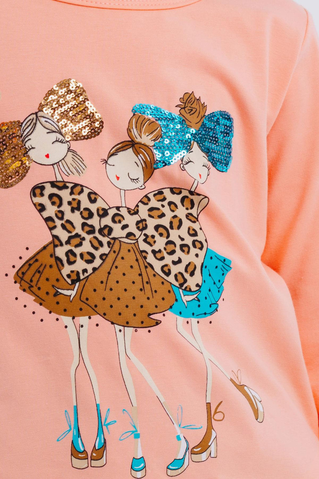 BRE Breeze Girl Child Long Sleeve T-Shirt Friendship Themed Cool Girls Printed 4-8 Years, Salmon - Segovia