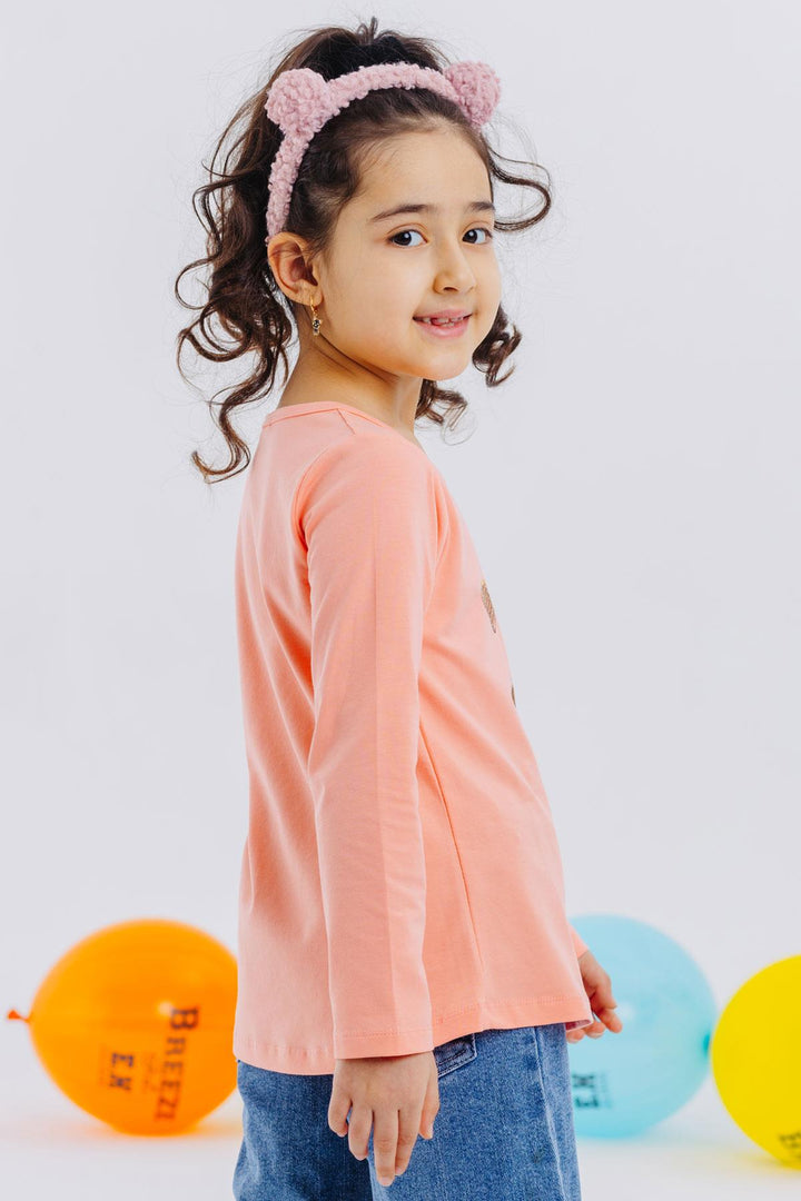 BRE Breeze Girl Child Long Sleeve T-Shirt Friendship Themed Cool Girls Printed 4-8 Years, Salmon - Segovia