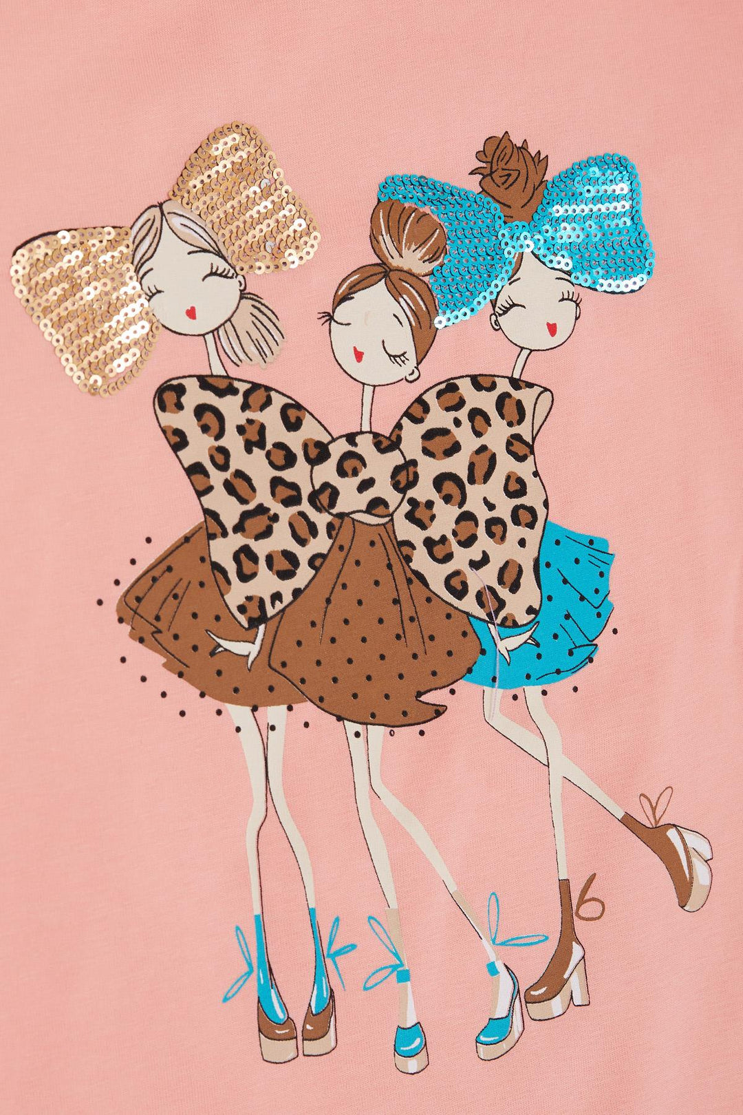 BRE Breeze Girl Child Long Sleeve T-Shirt Friendship Themed Cool Girls Printed 4-8 Years, Salmon - Segovia