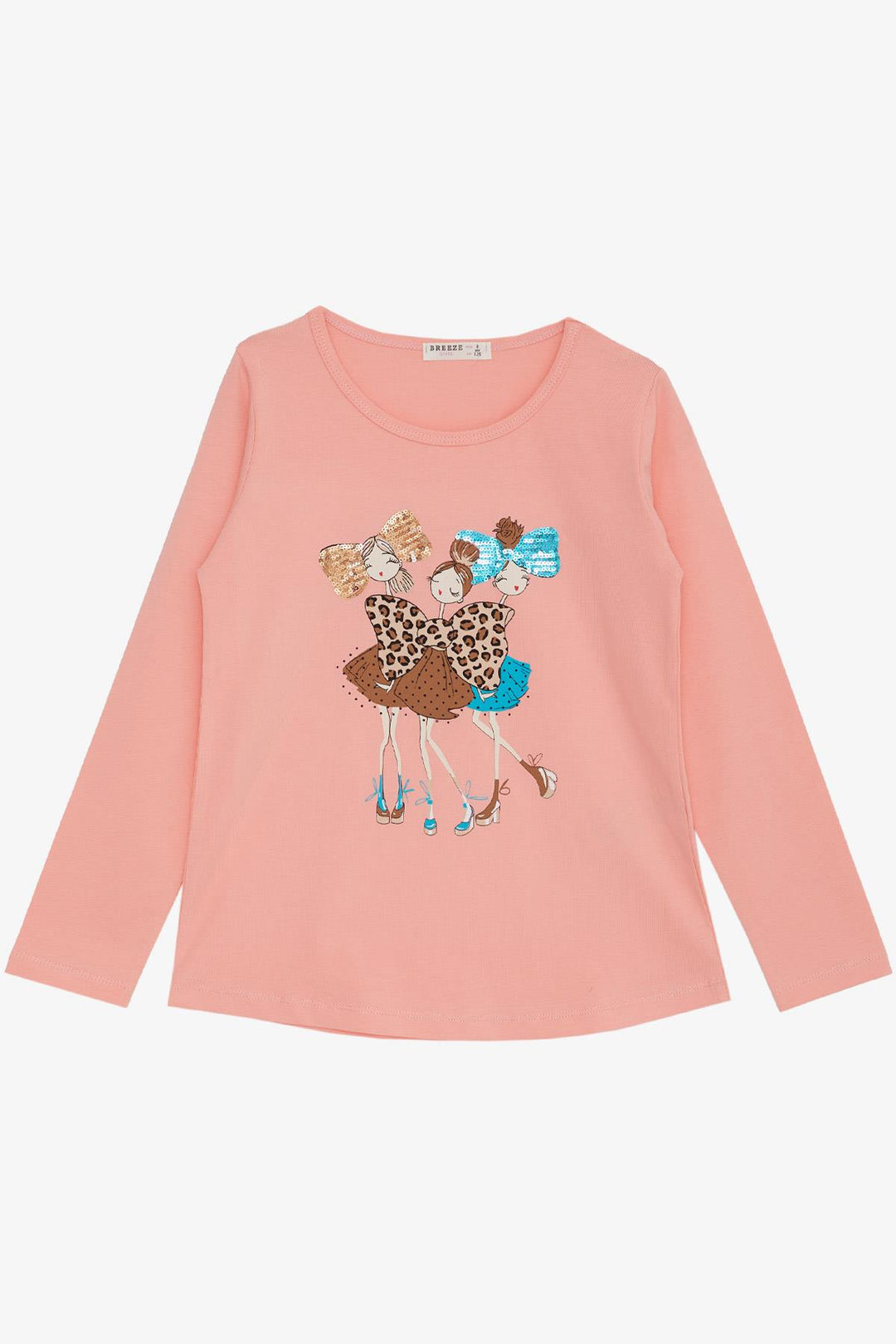 BRE Breeze Girl Child Long Sleeve T-Shirt Friendship Themed Cool Girls Printed 4-8 Years, Salmon - Segovia