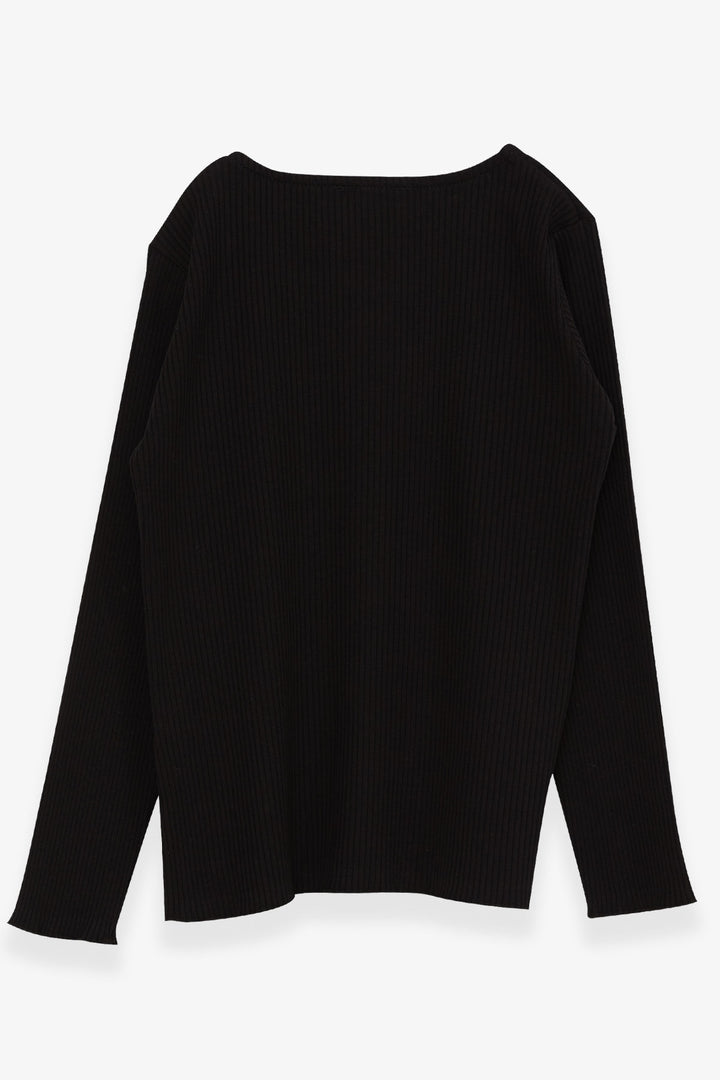 BRE Breeze Girl Child Long Sleeve T-Shirt with Button Accessory, 84 Years, Black - Marana