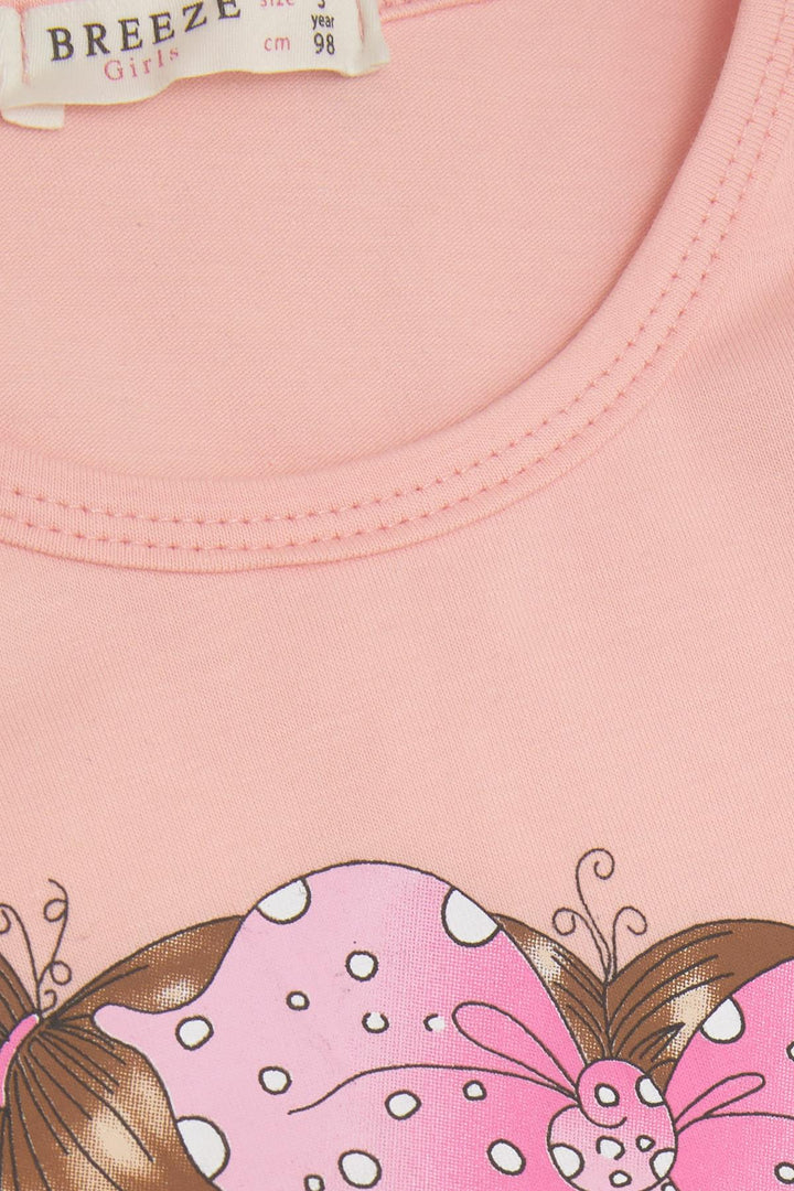 BRE Breeze Girl Child Long Sleeve T-Shirt Fun Cool Girl Printed 3-8 Years, Salmon - Rocky Mount