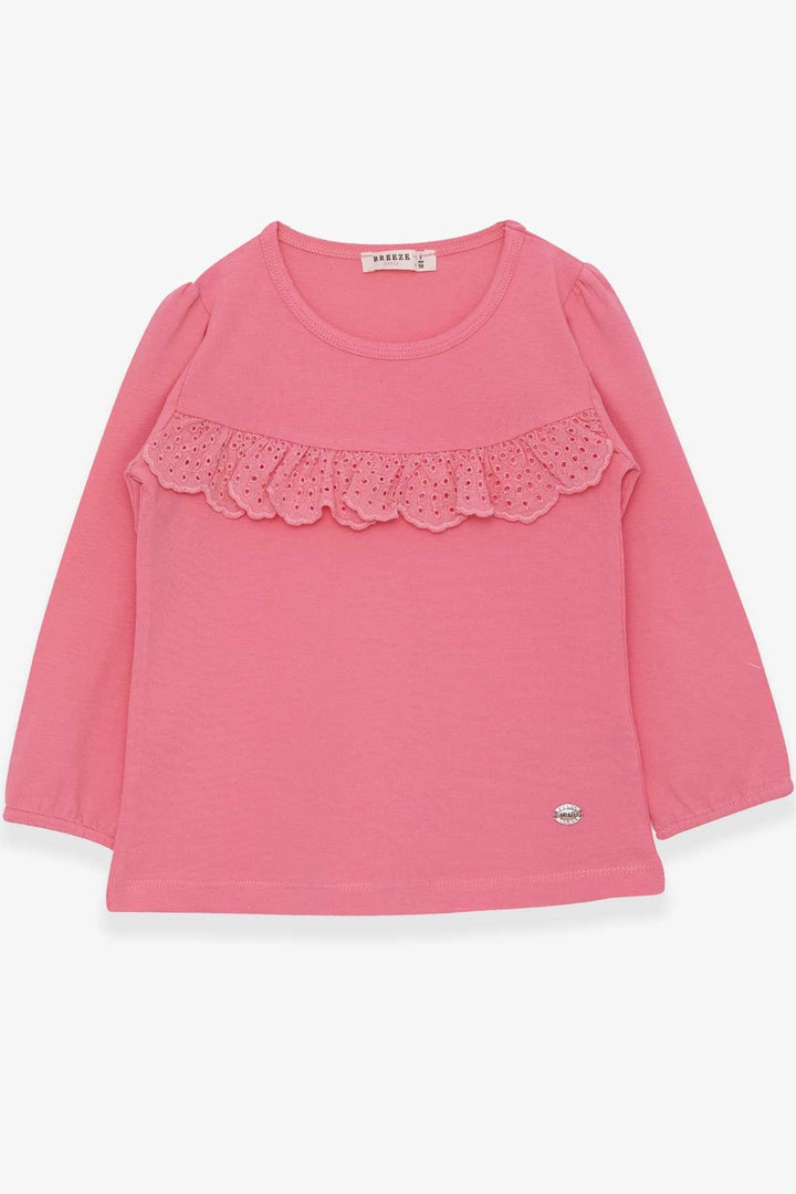 BRE Breeze Girl Child Long Sleeve T-Shirt Frilly 3-8 Years, Pink - Caivano