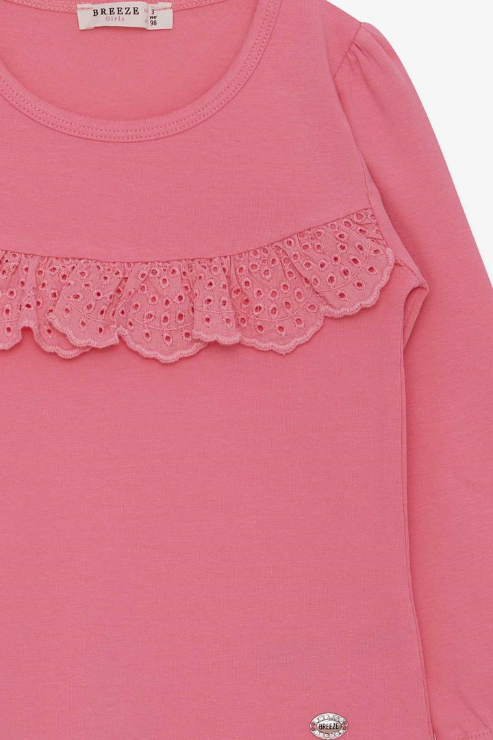 BRE Breeze Girl Child Long Sleeve T-Shirt Frilly 3-8 Years, Pink - Caivano