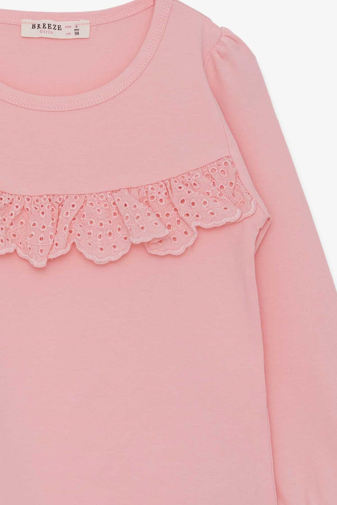 BRE Breeze Girl Child Long Sleeve T-Shirt Frilly 3-8 Years, Powder - Terrebonne