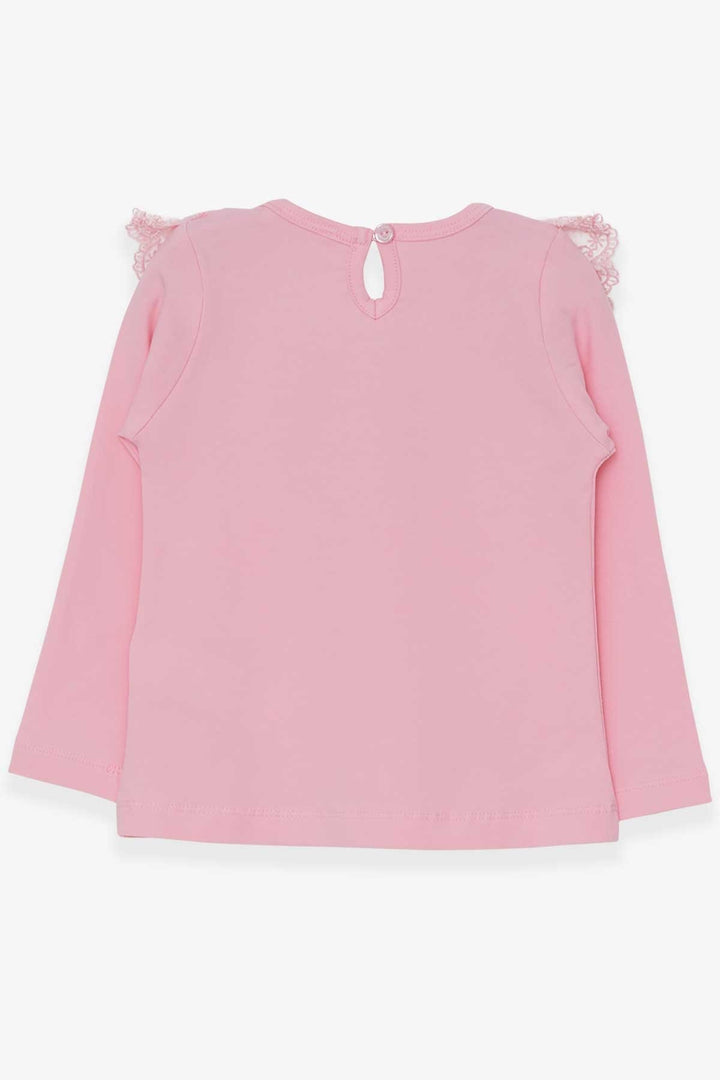 BRE Breeze Girl Child Long Sleeve T-Shirt with Bow and Lace, 1.5-5 Years, Powder - Salon-de-Provence
