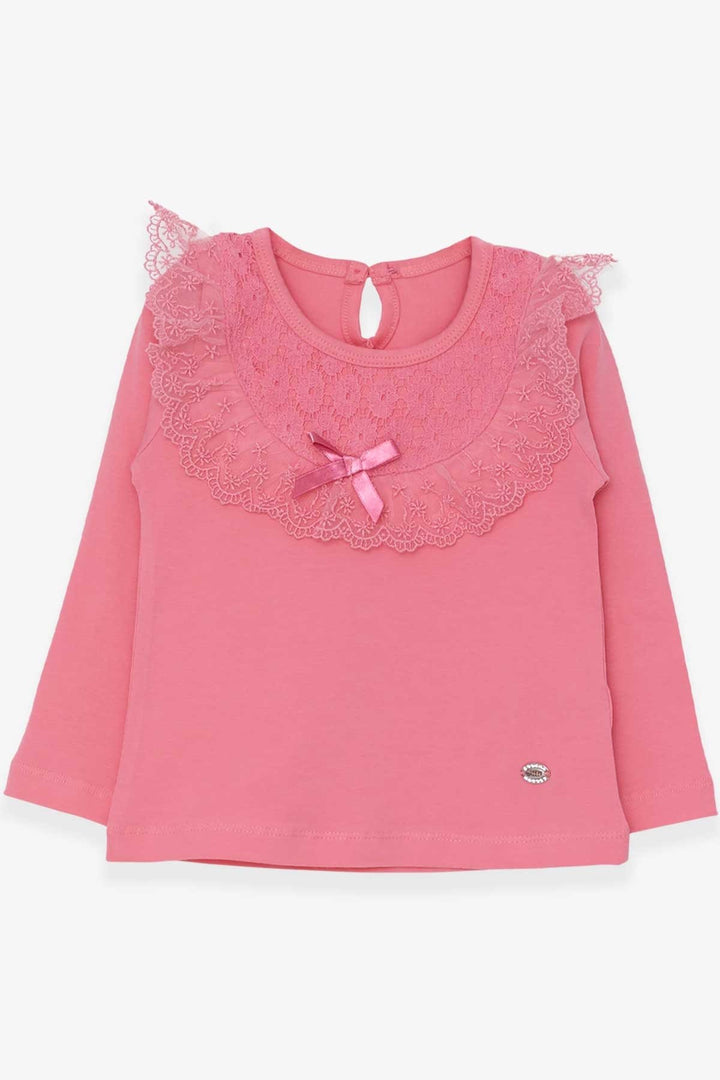 BRE Breeze Girl Child Long Sleeve T-Shirt with Bow Lace 1.5-5 Years, Coral - Darmstadt