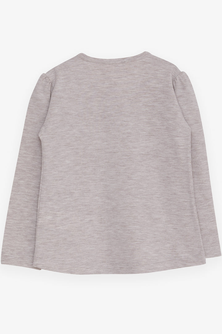 BRE Breeze Girl Child Long Sleeve T-Shirt with Lace, 1-4 Years, Beige Melange - Shoreline