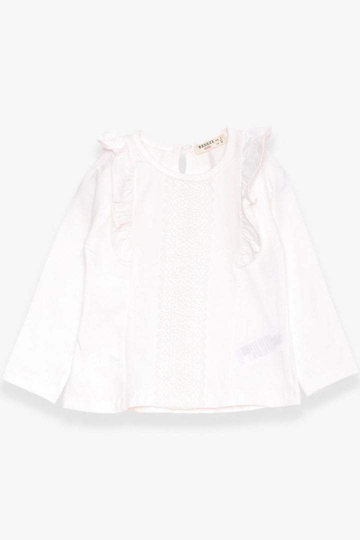 BRE Breeze Girl Child Long Sleeve T-Shirt with Lace Frills 3-8 Years, Ecru - Tonalá