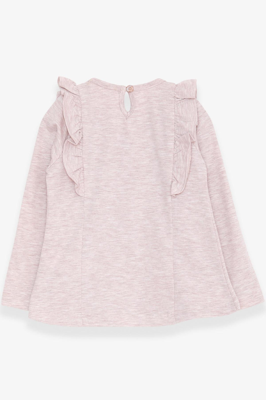 BRE Breeze Girl Child Long Sleeve T-Shirt with Lace Frills, 3-8 Years, Beige Melange - Wallasey