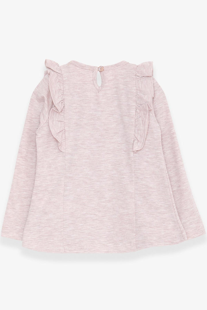 BRE Breeze Girl Child Long Sleeve T-Shirt with Lace Frills, 3-8 Years, Beige Melange - Wallasey