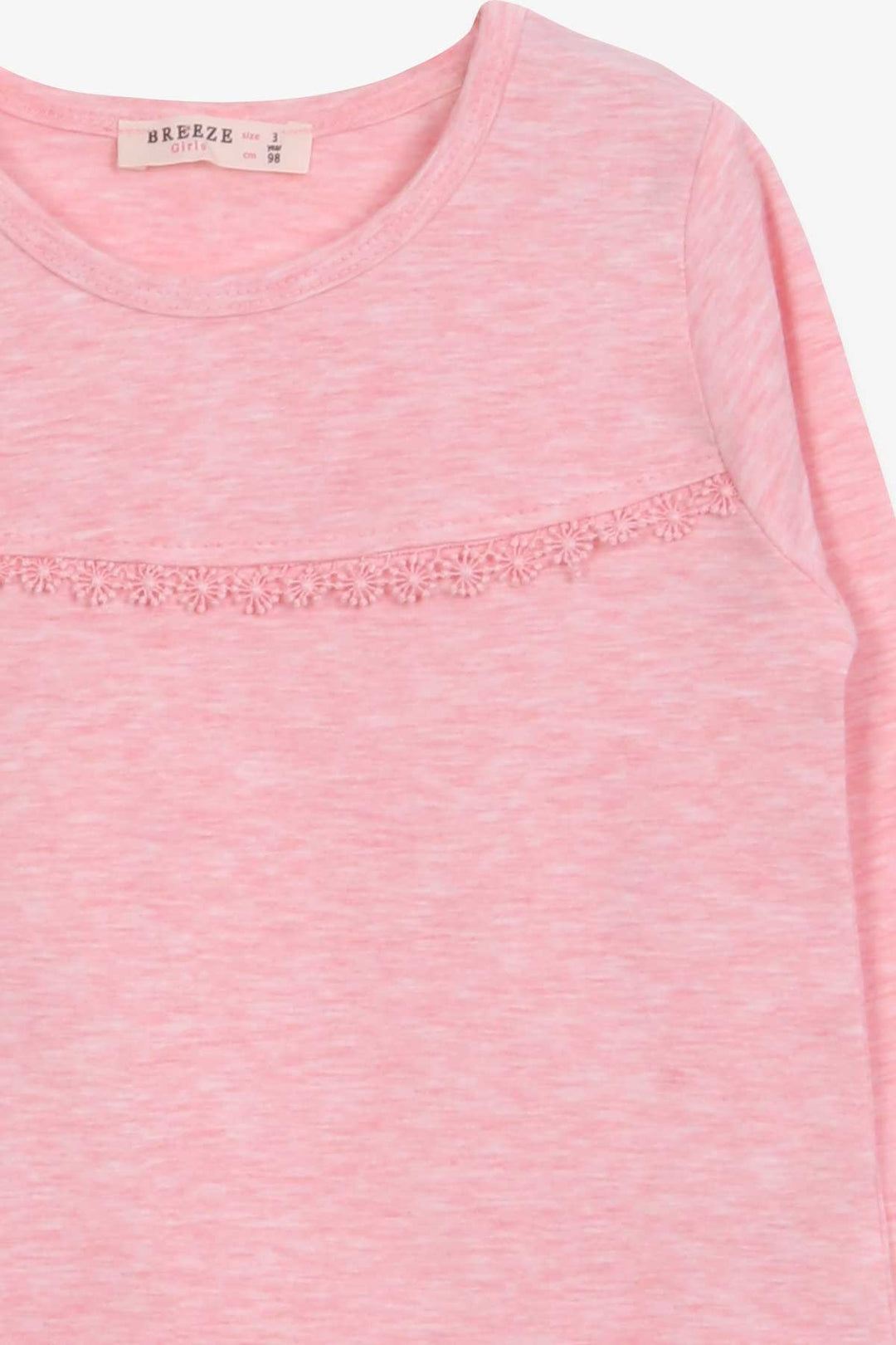 BRE Breeze Girl Child Long Sleeve T-Shirt with Lace 2-6 Years, Salmon Melange - Schwerin