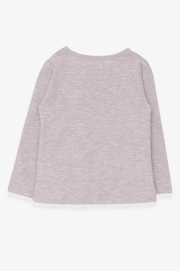 BRE Breeze Girl Child Long Sleeve T-Shirt with Lace Bow 3-8 Years, Beige Melange - Perth