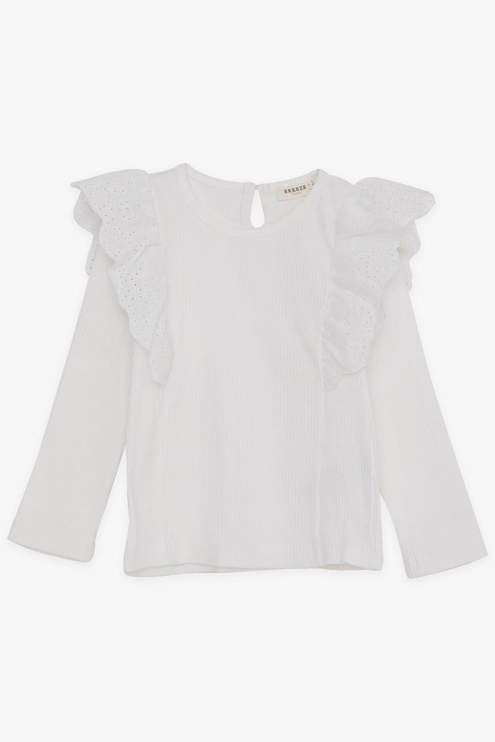BRE Breeze Girl Child Long Sleeve T-Shirt with Lace, 3-8 Years, Ecru - Jiquílpan de Juárez