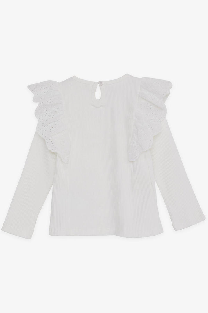 BRE Breeze Girl Child Long Sleeve T-Shirt with Lace, 3-8 Years, Ecru - Jiquílpan de Juárez