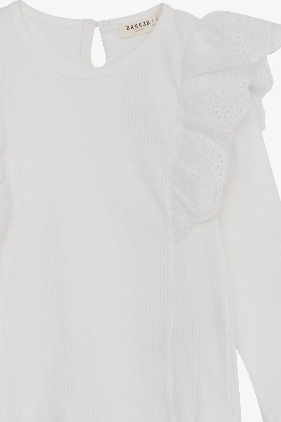 BRE Breeze Girl Child Long Sleeve T-Shirt with Lace, 3-8 Years, Ecru - Jiquílpan de Juárez