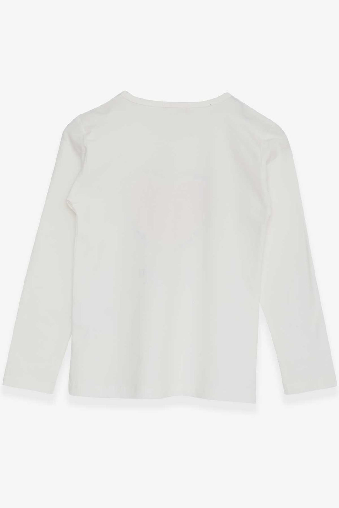 BRE Breeze Girl Child Long Sleeve T-Shirt with Heart Embroidery, 82 Years, Ecru - Santa Rosa Jauregui