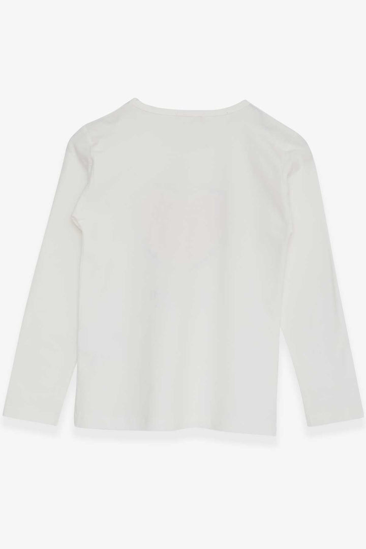 BRE Breeze Girl Child Long Sleeve T-Shirt with Heart Embroidery, 82 Years, Ecru - Santa Rosa Jauregui