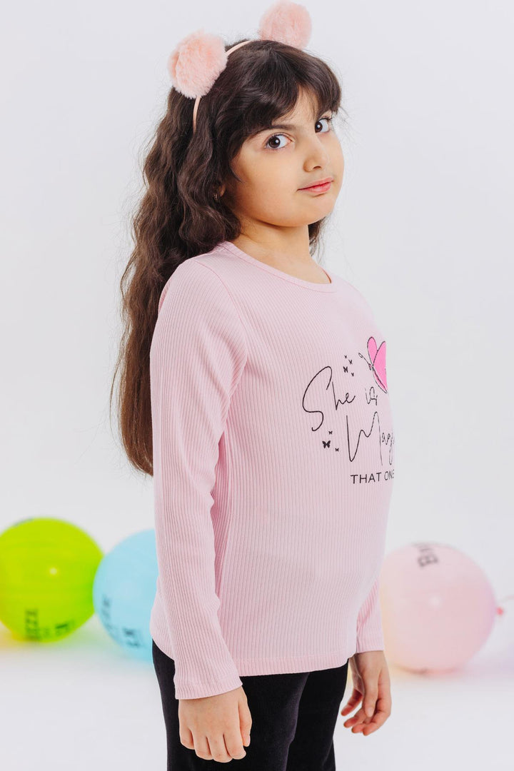 BRE Breeze Girl Child Long Sleeve T-Shirt Butterfly Printed 4-8 Years, Pink - Gatineau