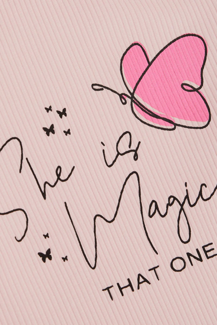 BRE Breeze Girl Child Long Sleeve T-Shirt Butterfly Printed 4-8 Years, Pink - Gatineau