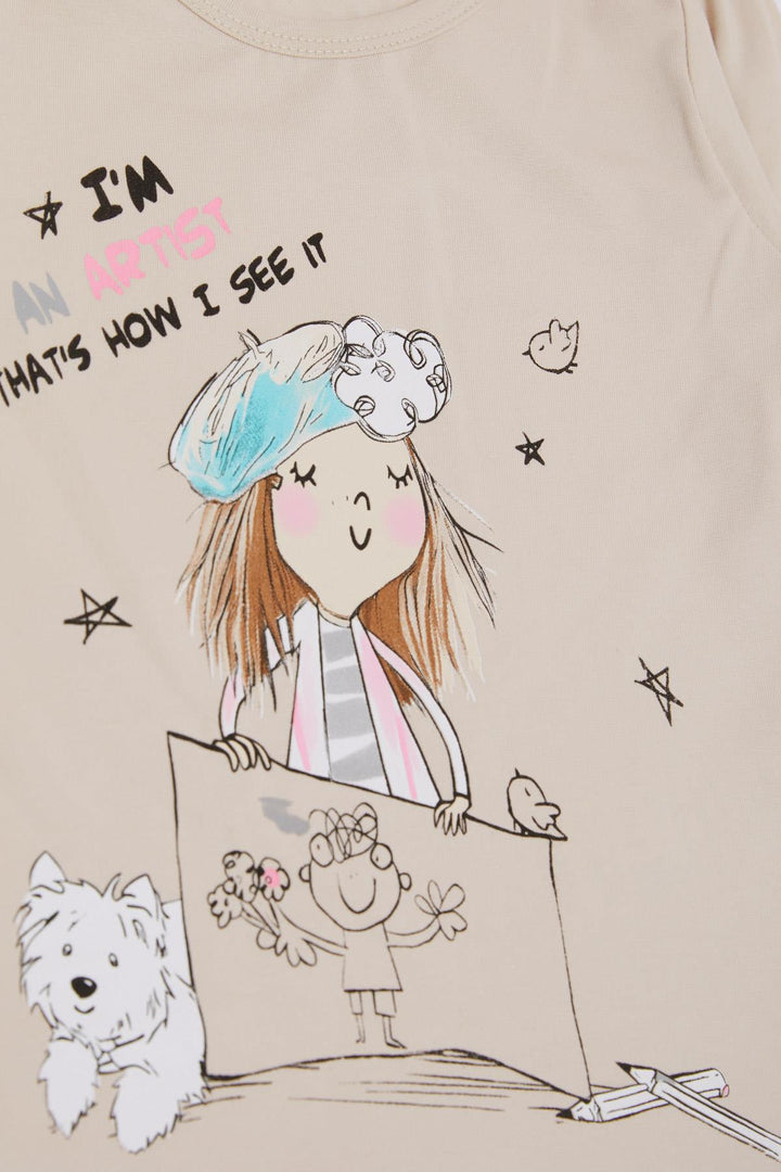BRE Breeze Girl Child Long Sleeve T-Shirt Feeling Like an Artist Girl Printed 3-8 Years, Beige - Ermezinde
