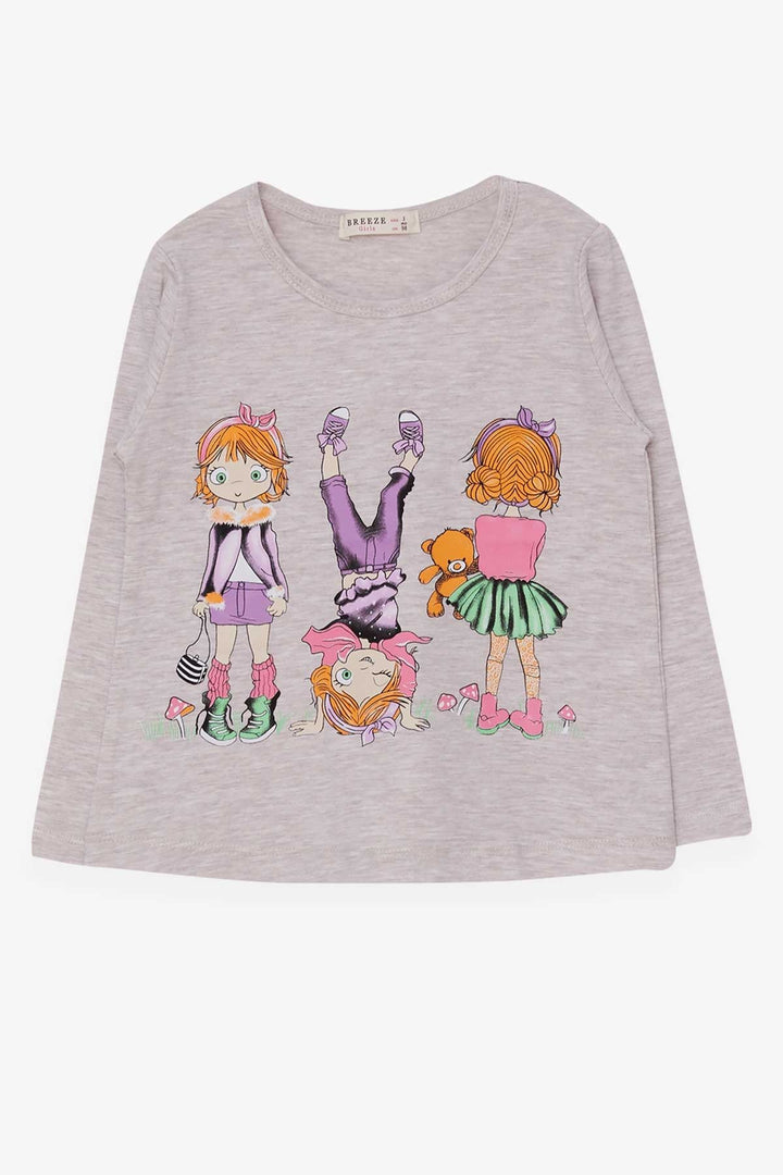 BRE Breeze Girl Child Long Sleeve T-Shirt Girl Printed 3-8 Years, Beige Melange - Castellón de la Plana