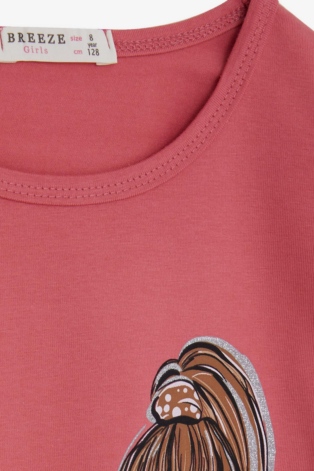 BRE Breeze Girl Child Long Sleeve T-Shirt Girl Checked 4-9 Years, Pink - Don Benito