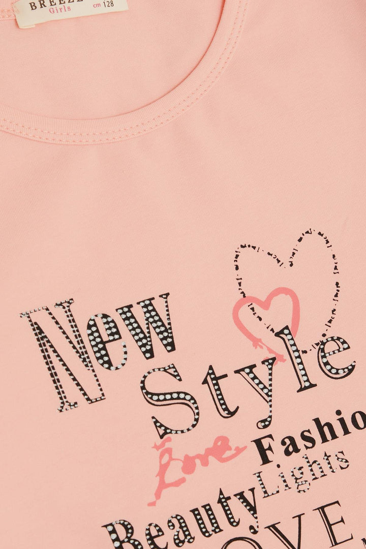 BRE Breeze Girl Child Long Sleeve T-Shirt Fashion Themed Printed 62 Years, Salmon - Padova