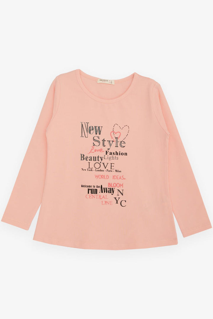 BRE Breeze Girl Child Long Sleeve T-Shirt Fashion Themed Printed 62 Years, Salmon - Padova