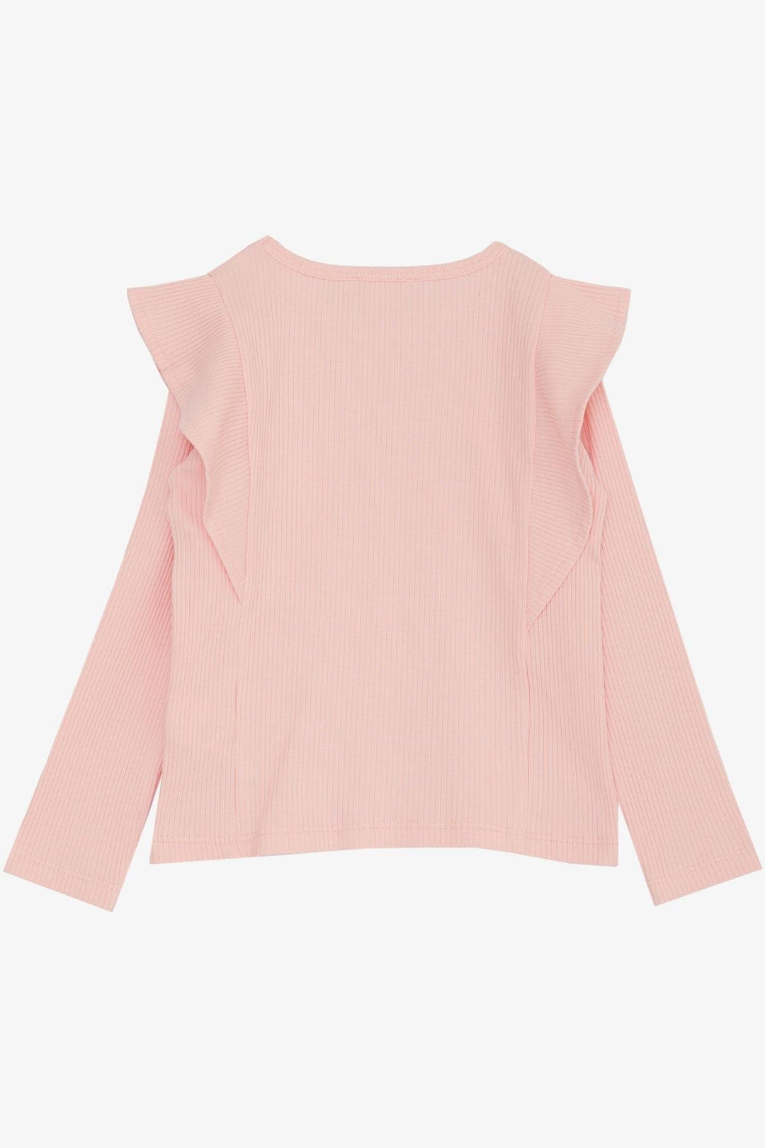 BRE Breeze Girl Child Long Sleeve T-Shirt with Ruffle Shoulder, 3-7 Years, Pink - Spring Hill