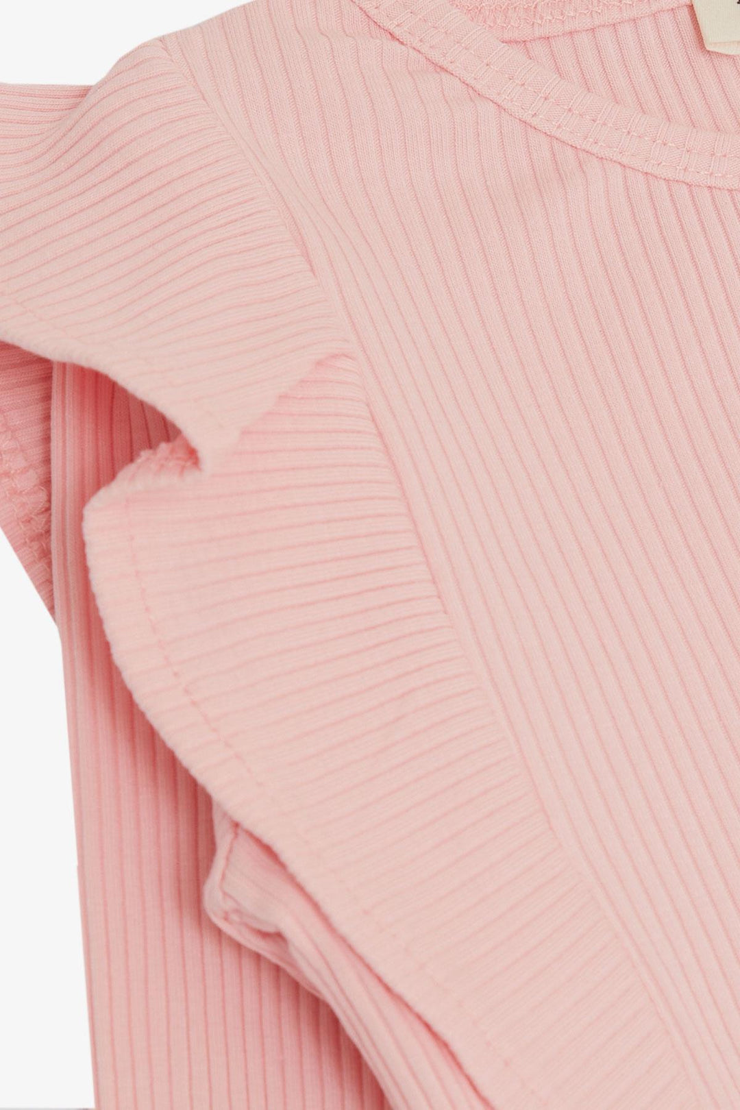 BRE Breeze Girl Child Long Sleeve T-Shirt with Ruffle Shoulder, 3-7 Years, Pink - Spring Hill