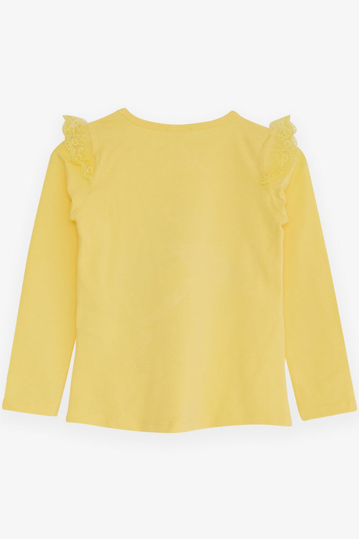 BRE Breeze Girl Child Long Sleeve T-Shirt with Lace Shoulder 4-9 Years, Yellow - Grand Junction