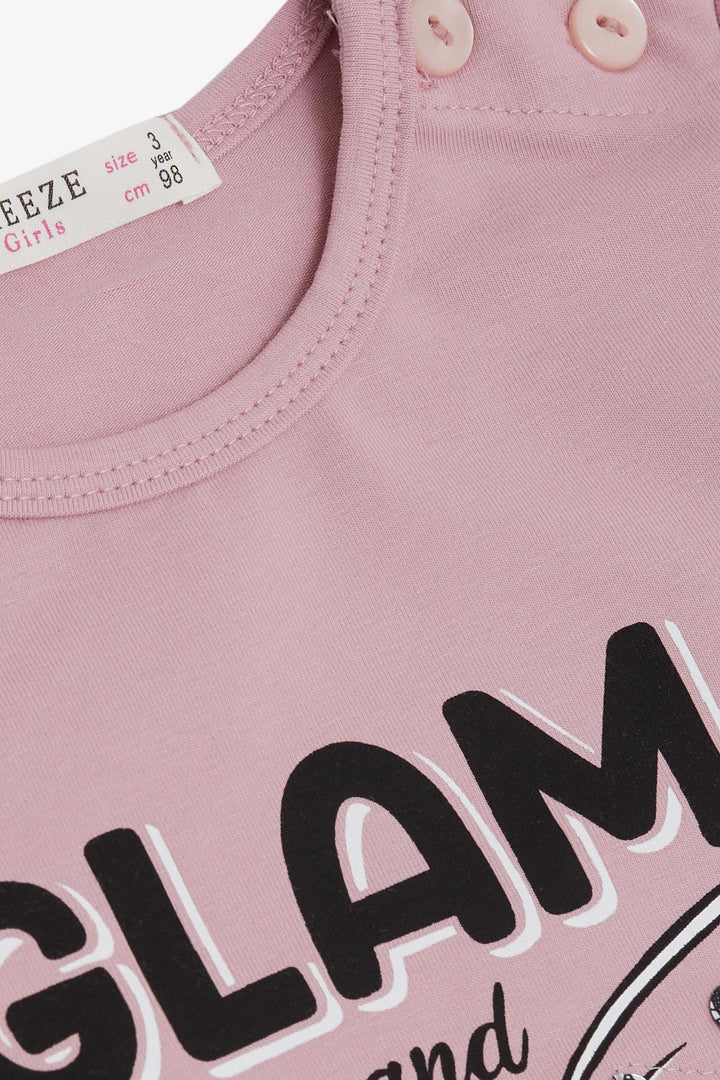 BRE Breeze Girl Child Long Sleeve T-Shirt Sequin Bow Printed 2-6 Years, Rose Pink - Salihorsk