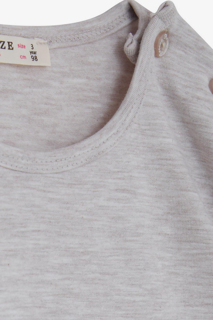 BRE Breeze Girl Child Long Sleeve T-Shirt Cute Moon Printed 2-6 Years, Beige Melange - Port Huron
