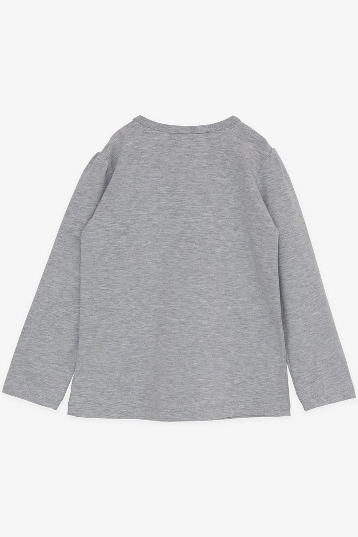BRE Breeze Girl Child Long Sleeve T-Shirt Cute Deer Printed 2-6 Years, Grey Melange - Dakota Ridge