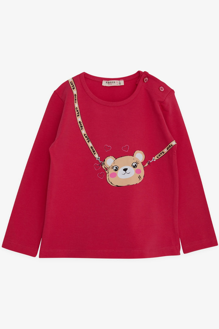 BRE Breeze Girl Child Long Sleeve T-Shirt Cute Moon Printed 2-6 Years, Fuchsia - Richmond