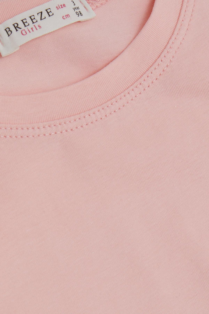 BRE Breeze Girl Child Long Sleeve T-Shirt Cute Bunny Printed Shoulder Ruffled 1-4 Years, Pink - Lower Hutt