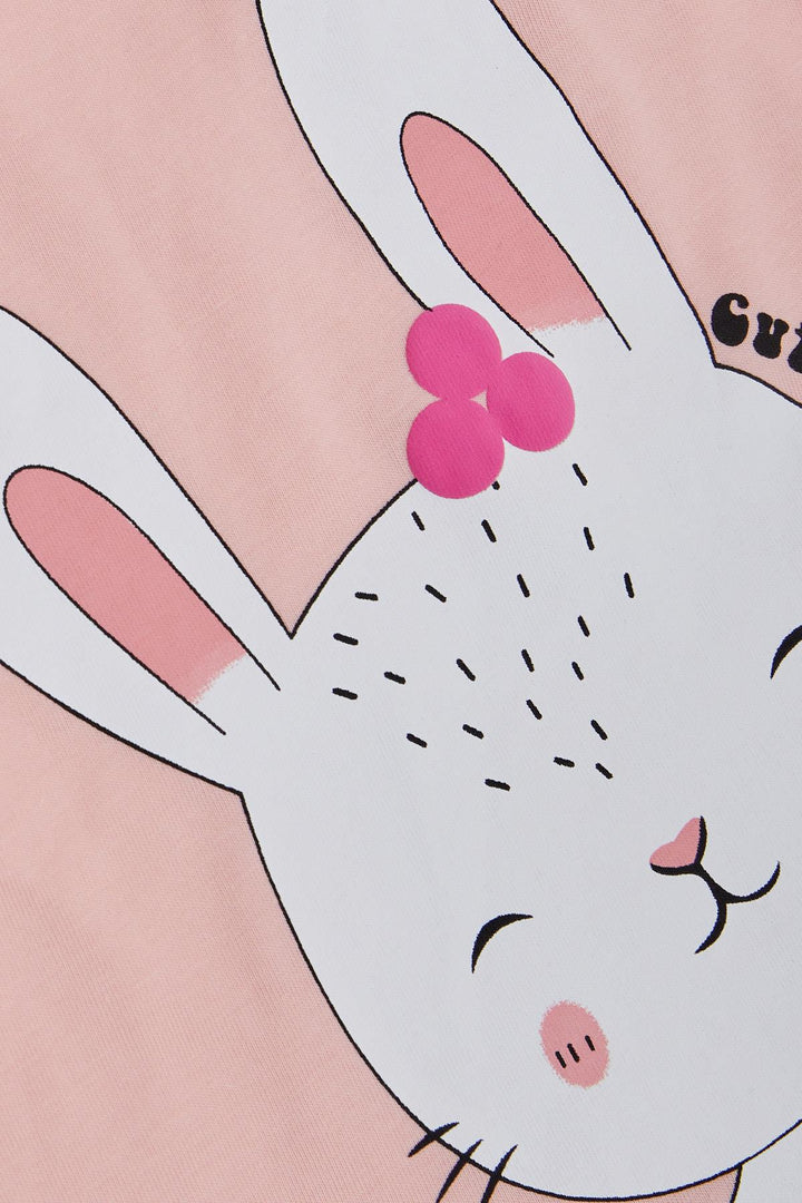 BRE Breeze Girl Child Long Sleeve T-Shirt Cute Bunny Printed Shoulder Ruffled 1-4 Years, Pink - Lower Hutt