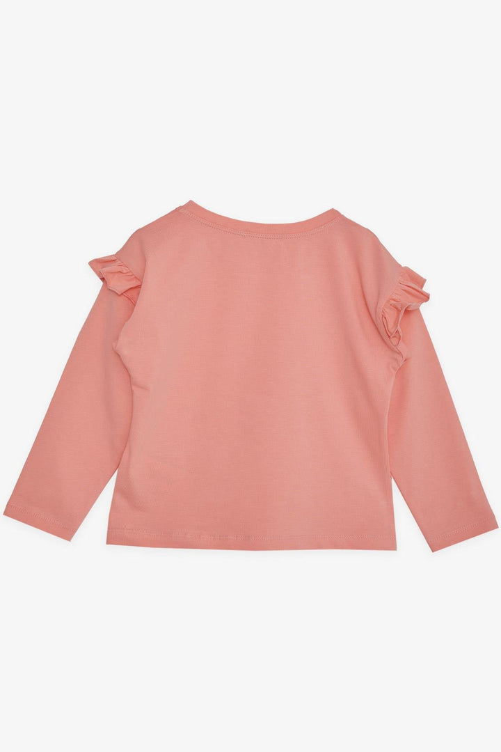 BRE Breeze Girl Child Long Sleeve T-Shirt Cute Bunny Printed Shoulder Ruffled 1-4 Years, Salmon - Oshkosh