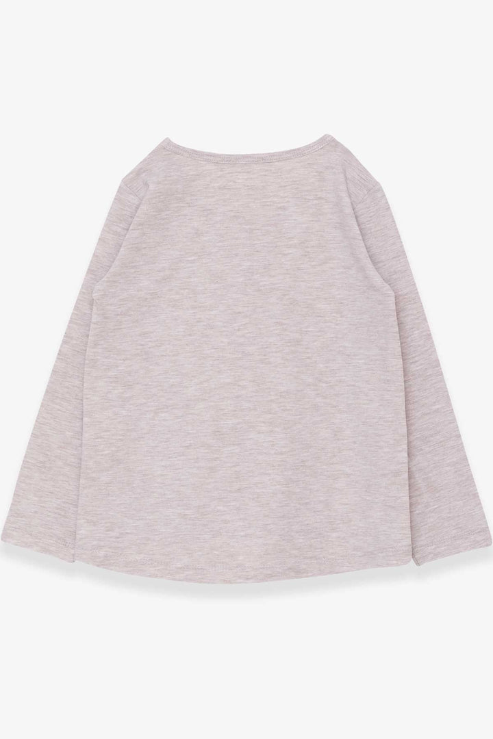 BRE Breeze Girl Child Long Sleeve T-Shirt with Glitter Heart Print, 50 Years, Beige Melange - Năvodari