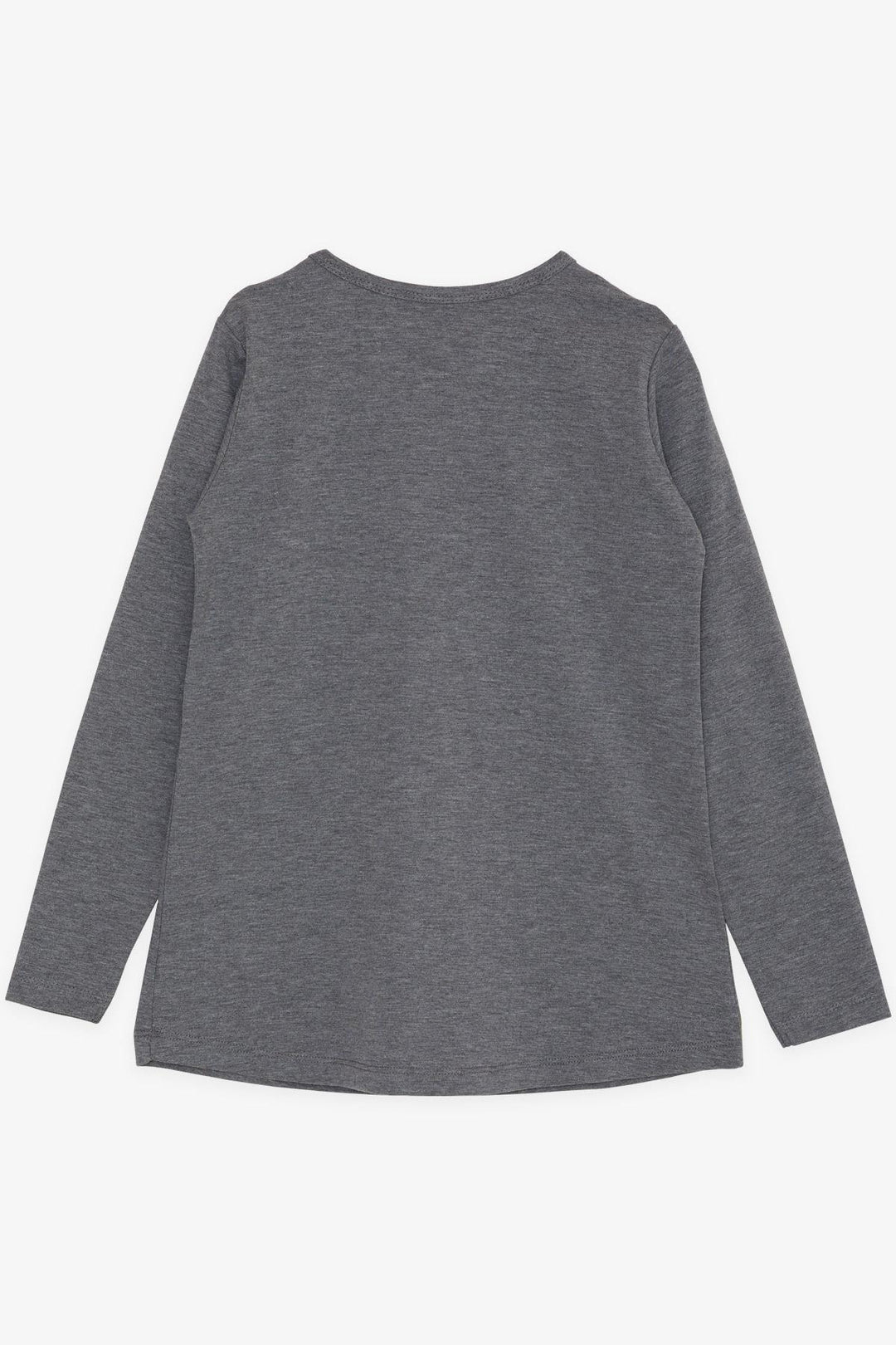 BRE Breeze Girl's Long Sleeve T-Shirt with Stone Printed Writing 106 Years, Dark Grey Melange - Caltanissetta