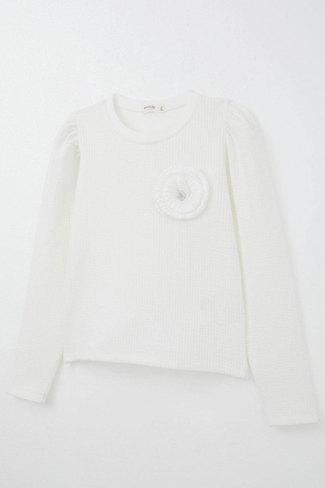 BRE Breeze Girl Child Long Sleeve T-Shirt with Stone Rose Emblem 94 Years, Ecru - Suharekë