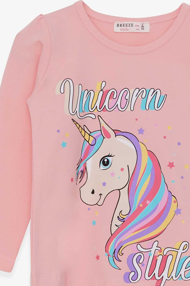 BRE Breeze Girl Child Long Sleeve T-Shirt Unicorn 2-6 Years, Powder - Pasadena