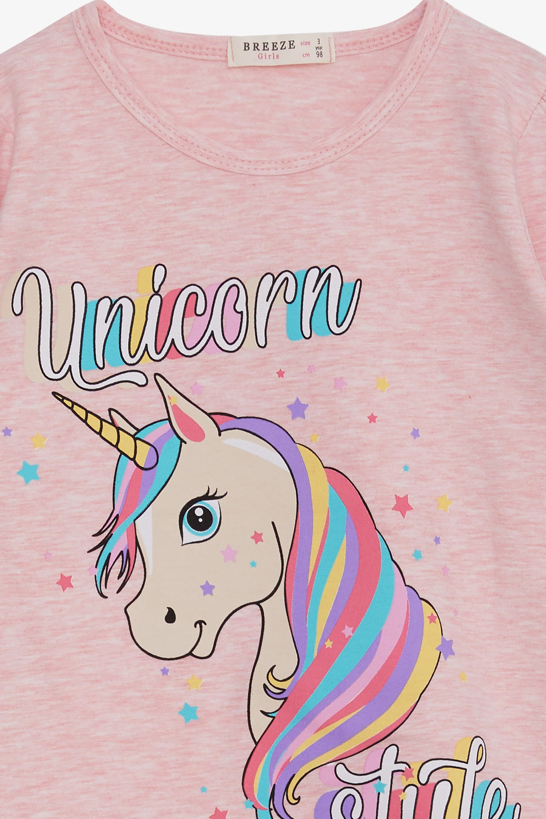 BRE Breeze Girl Child Long Sleeve T-Shirt Unicorn 2-6 Years, Salmon Melange - Evergem